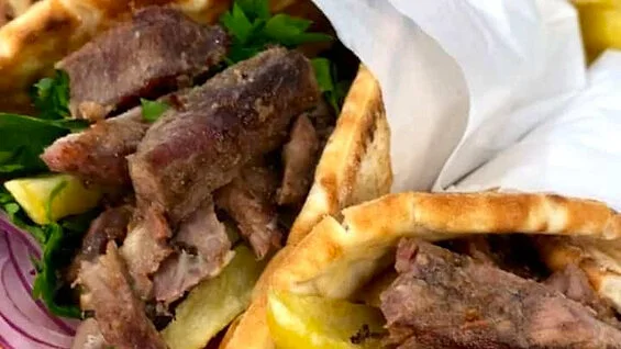 Souvla lamb yiros